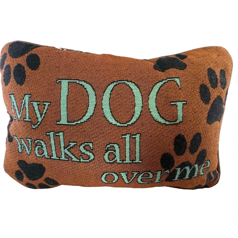 Vintage Tapestry Dog Accent Pillow 